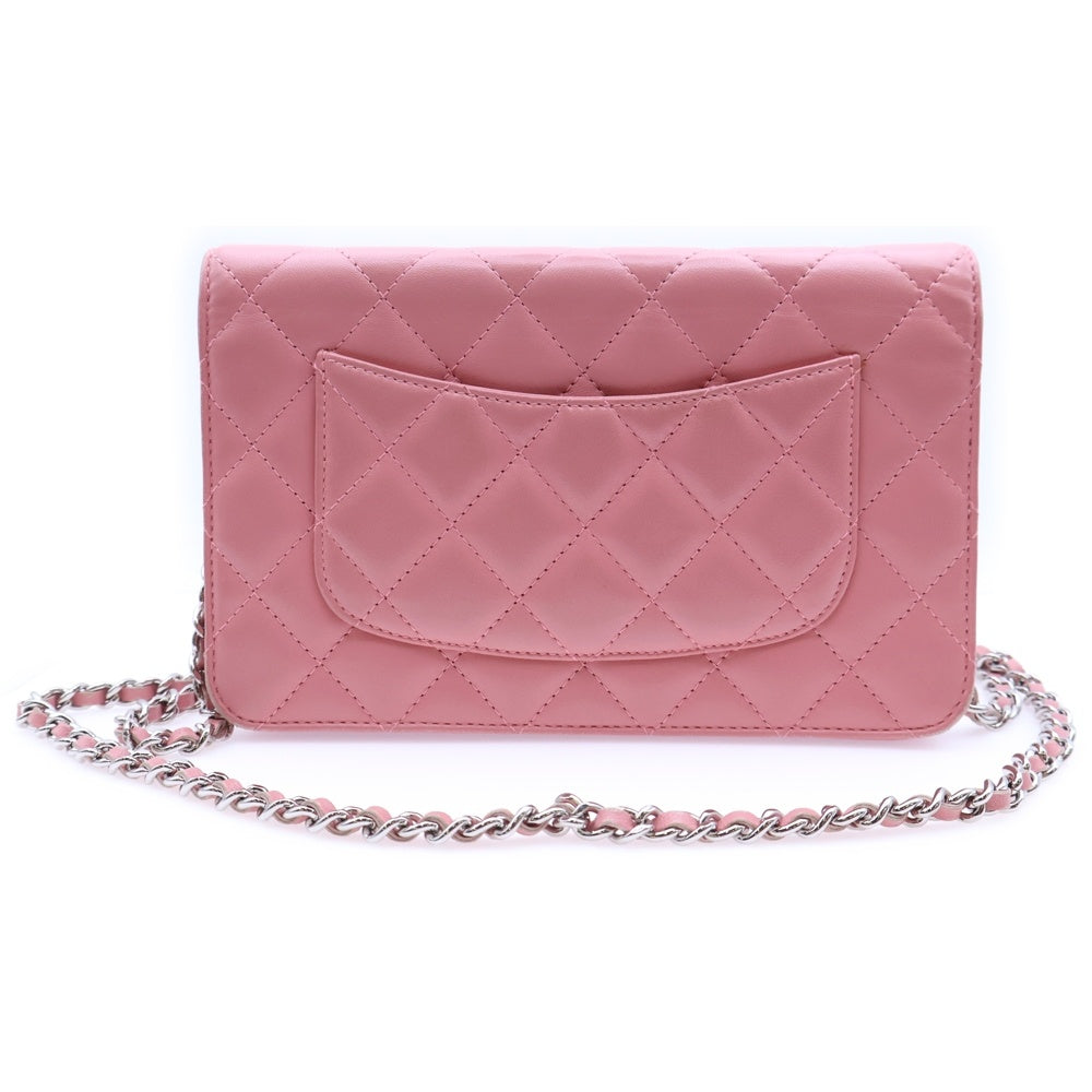 CHANEL(シャネル) マトラッセ チェーンウォレット ピンク ラムスキン シルバー金具 ショルダーバッグ