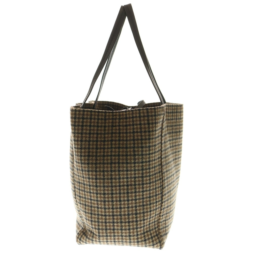 CELINE(セリーヌ) カバファントム チェック総柄 ウール レザー ショルダー トートバッグ ブラウン/ブラック