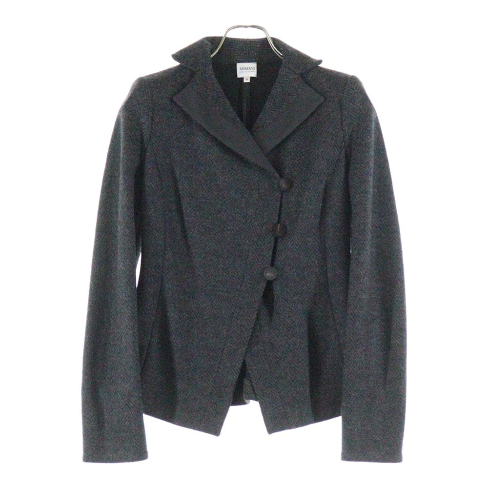 ARMANI(アルマーニ) セットアップスーツ ヘリンボーン ウール ダブルブレスト テーラードジャケット タイト ミディアムスカート グレー レディース PMG26J PMRGJ