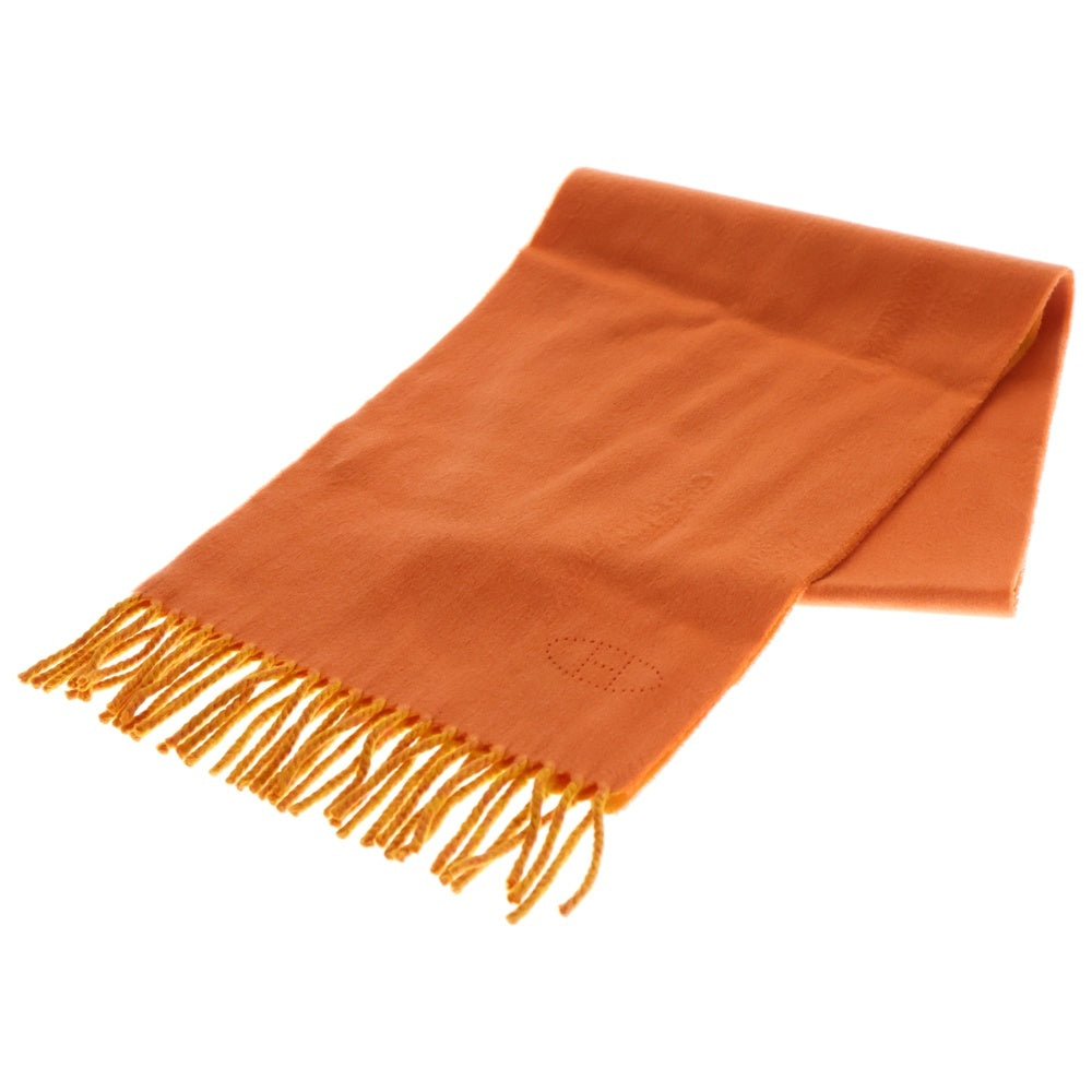 HERMES(エルメス) Hロゴ カシミヤマフラー オレンジ×イエロー