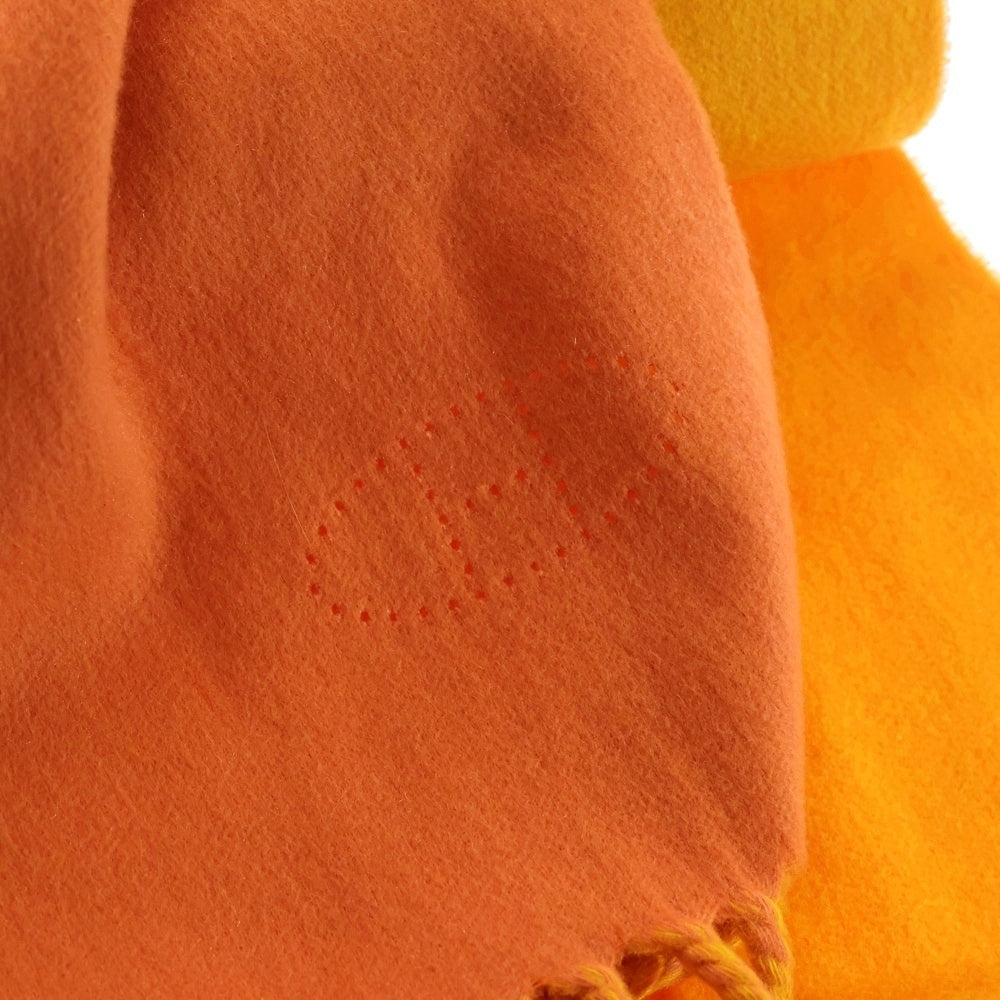 HERMES(エルメス) Hロゴ カシミヤマフラー オレンジ×イエロー