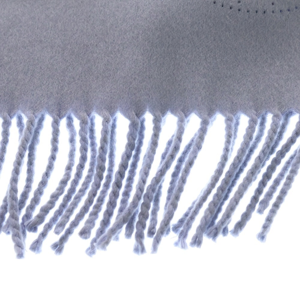 新品未使用/HERMES カシミヤ100% マフラー 水色系 フリンジ付き HERMES - エルメス ユニ ブロデ カシミヤ 100％ ライトブルー フリンジ