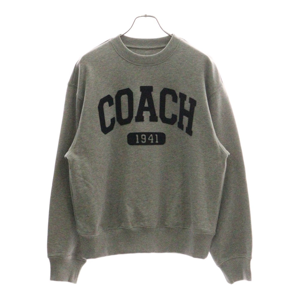 COACH(コーチ) スポーティー シグネチャー ワッペンロゴ クルーネック プルオーバースウェット トレーナー グレー CAH74