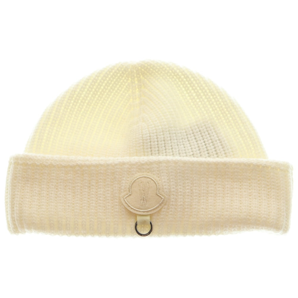MONCLER(モンクレール) ×Willow Smith ウィロースミスコラボ ロゴワッペン付ウールニットキャップ ビーニー ホワイト J209T3B00004M1131