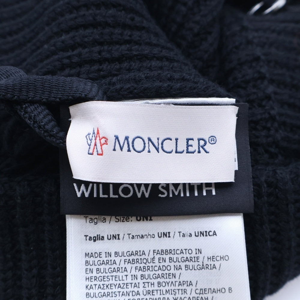 MONCLER(モンクレール) ×Willow Smith ウィロースミスコラボ ロゴワッペン付ウールニットキャップ ビーニー ブラック J209T3B00004M1131