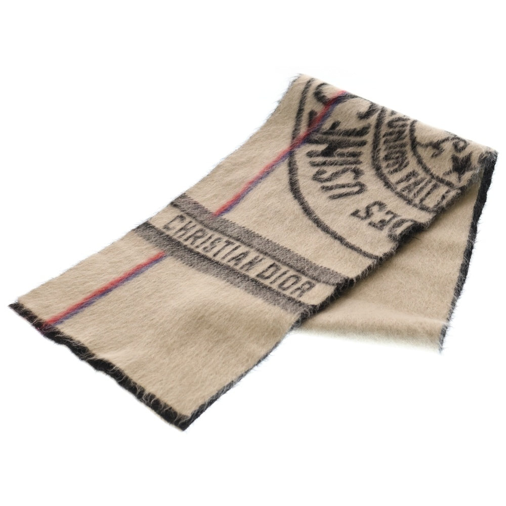 Christian Dior(クリスチャンディオール) ロゴ モヘア リバーシブル マフラー ホワイト