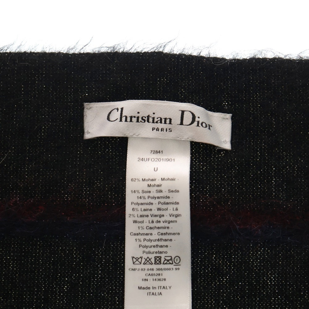 Christian Dior リバーシブルマフラー ブラック/ホワイト Dior Oblique University Reversible Scarf Navy Blue Wool and Silk