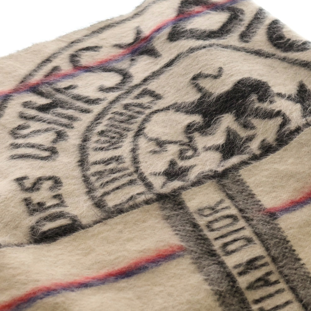 Christian Dior(クリスチャンディオール) ロゴ モヘア リバーシブル マフラー ホワイト