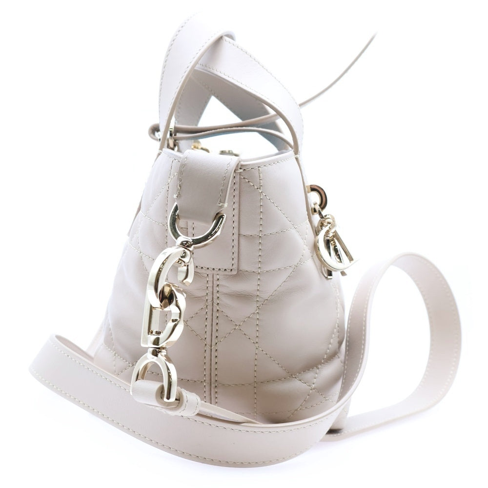 Christian Dior(クリスチャンディオール) トゥジュール バーティカル マクロカナージュ ナノ レザー 2WAY ハンド ショルダー トートバッグ ゴールド金具 ベージュ