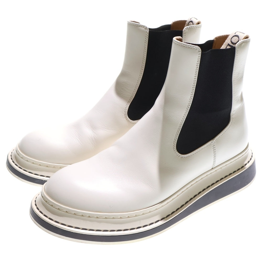 LOEWE(ロエベ) Terra テラ サイドゴア バイカラー レザー チェルシー ハイカット ショートブーツ ホワイト/ブラック レディース
