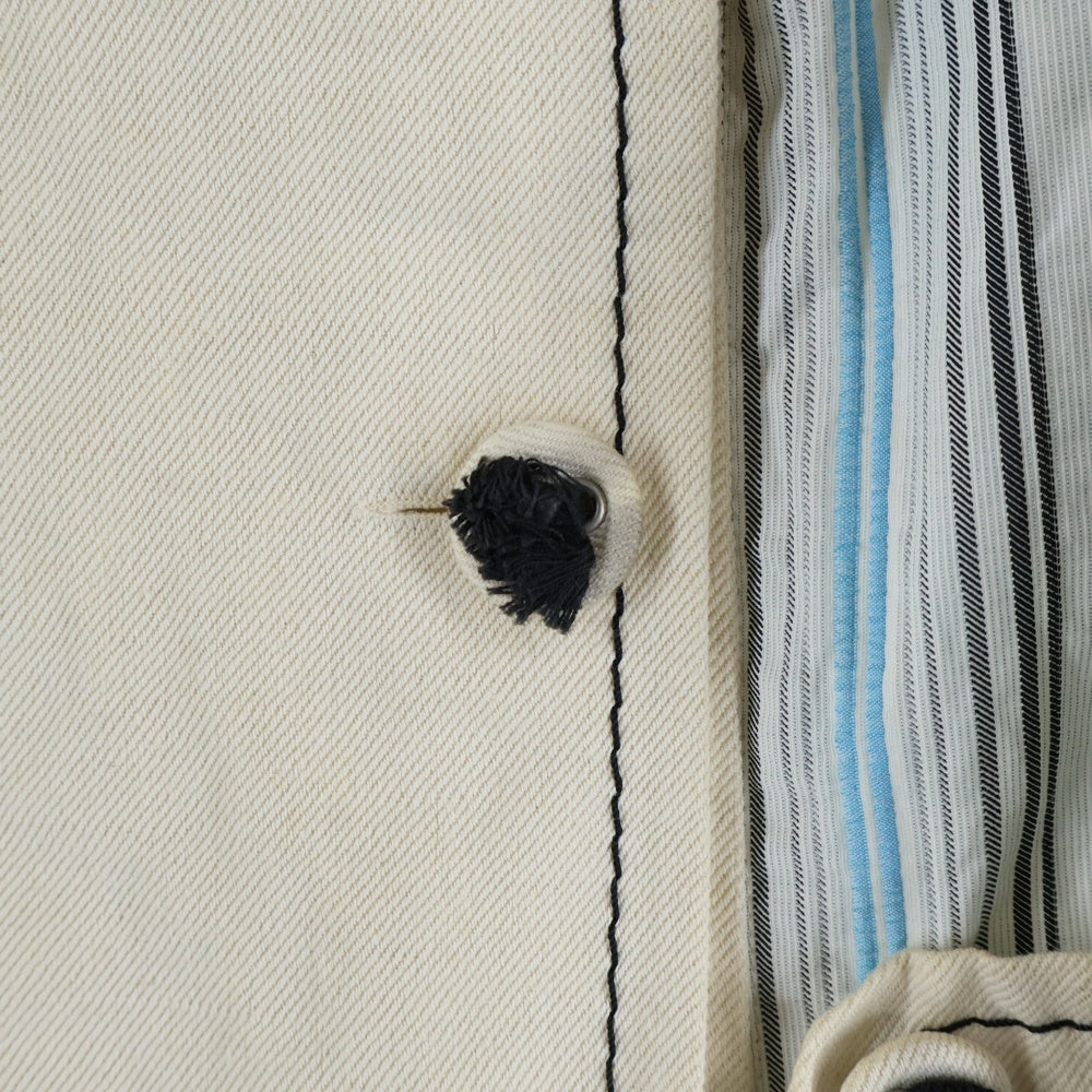 GIVENCHY(ジバンシィ) ストライプ柄切り替え バックジップ ダブルブレスト ショート トレンチ ジャケット コート ベージュ/ライトブルー レディース