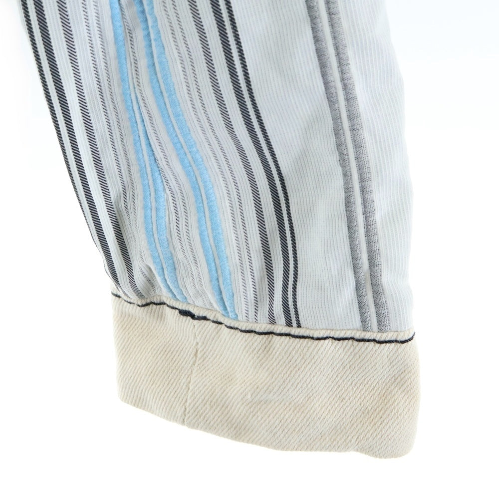 GIVENCHY(ジバンシィ) ストライプ柄切り替え バックジップ ダブルブレスト ショート トレンチ ジャケット コート ベージュ/ライトブルー レディース