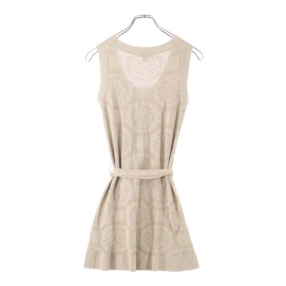LOUIS VUITTON(ルイヴィトン) 06SS フラワー柄 レーヨンニット ノースリーブ ミディアム タイト ワンピース ベージュ レディース RW061A WIKD01MIX