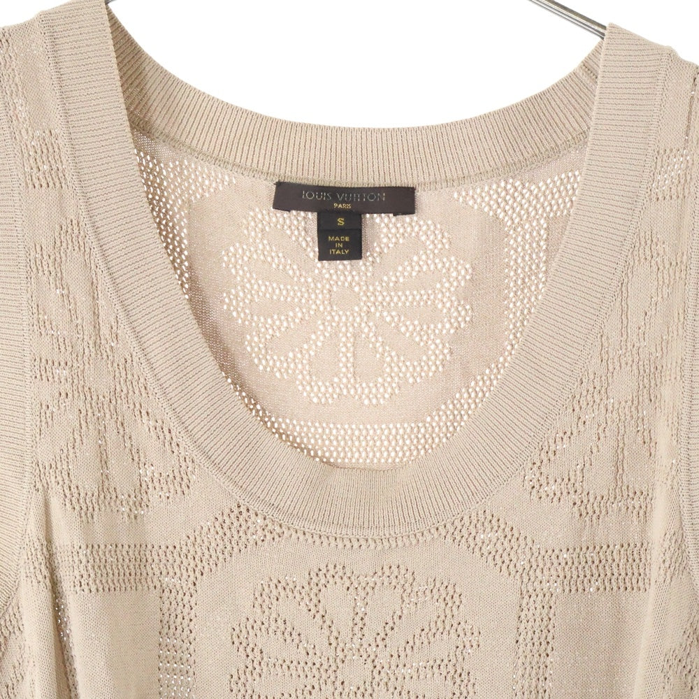 LOUIS VUITTON(ルイヴィトン) 06SS フラワー柄 レーヨンニット ノースリーブ ミディアム タイト ワンピース ベージュ レディース RW061A WIKD01MIX