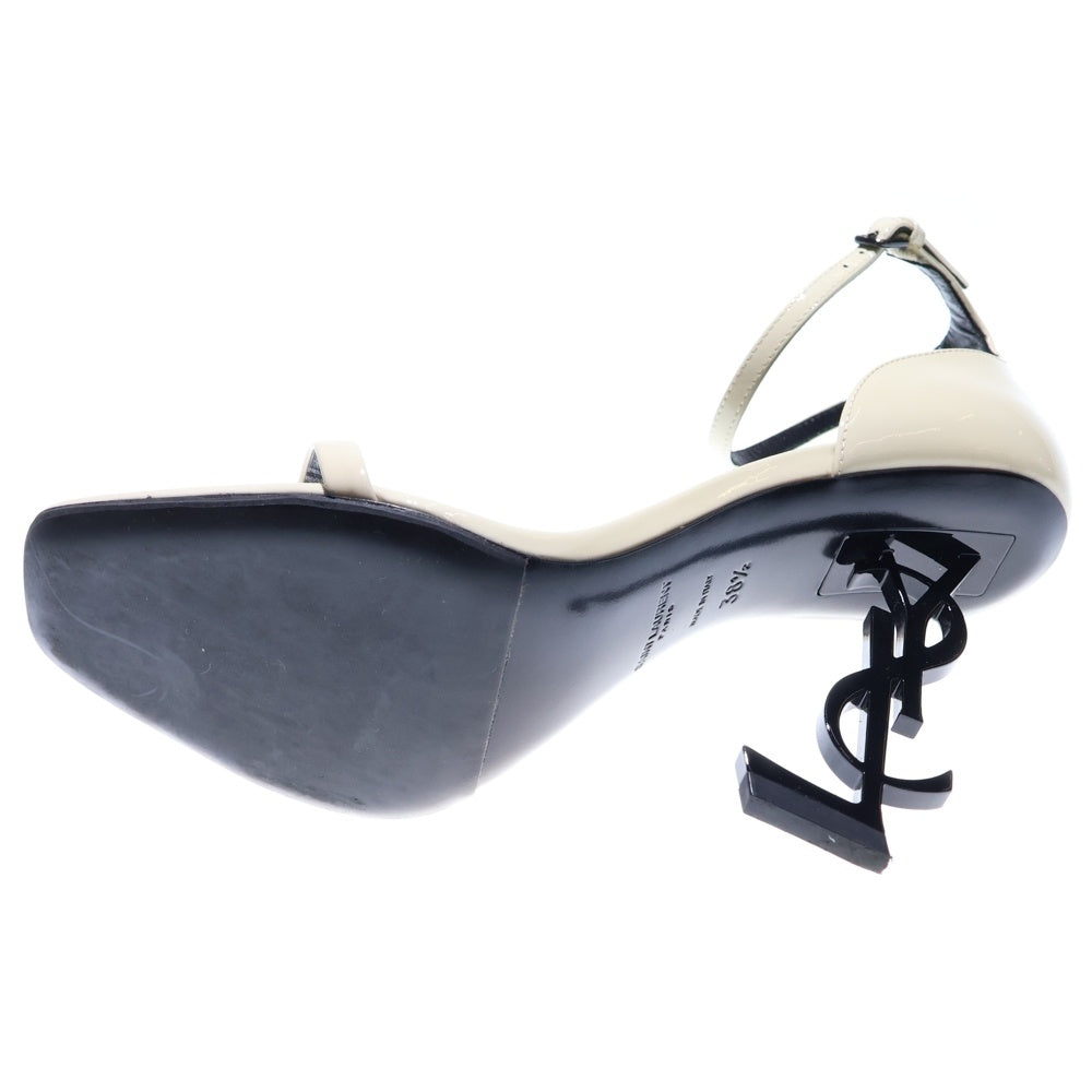 SAINT LAURENT PARIS(サンローランパリ) オピウム カサンドラロゴ ヒール パテントレザー ストラップサンダル シューズ アイボリー レディース