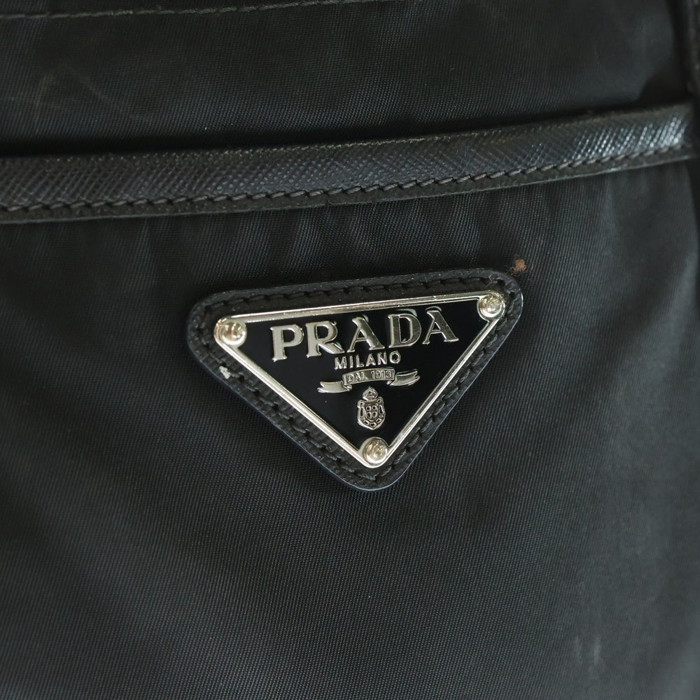 PRADA(プラダ) テスート トートバッグ ハンドバッグ ブラック ナイロン×レザー シルバー金具