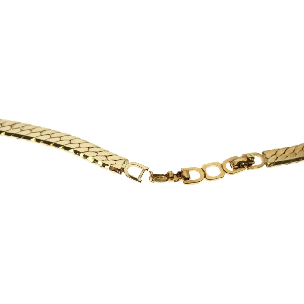 Christian Dior(クリスチャンディオール) ラインストーン ネックレス ペンダント チェーン ゴールド GP