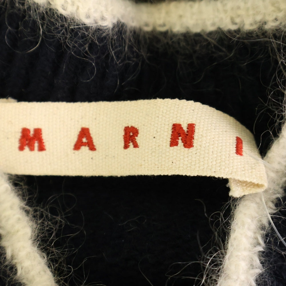 MARNI(マルニ) 19AW バイカラー モヘア混 ウール ハイネック プルオーバー 長袖ニット セーター ネイビー/ホワイト GCMD0038Q1 FH587