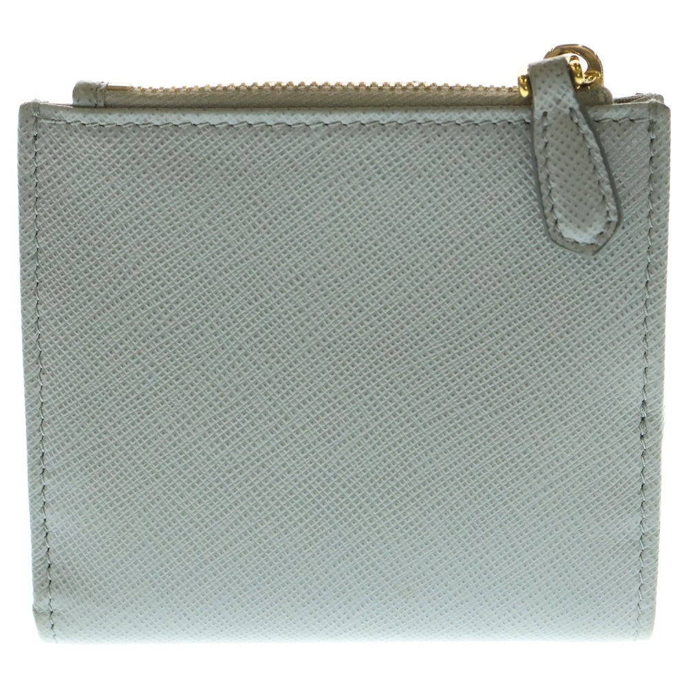 PRADA(プラダ) サフィアーノ ファスナー付レザーコンパクトウォレット 二つ折り財布 グレー 1ML047