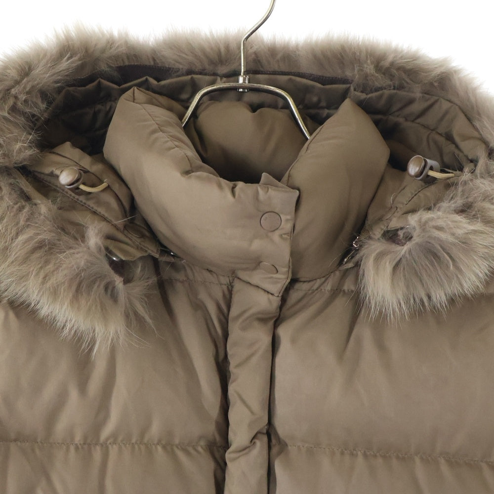 MONCLER(モンクレール) VALENTINE ヴァレンティーヌ ファーフーデッド ジップアップダウンジャケット ブルゾン ベージュ 49353-90-69950