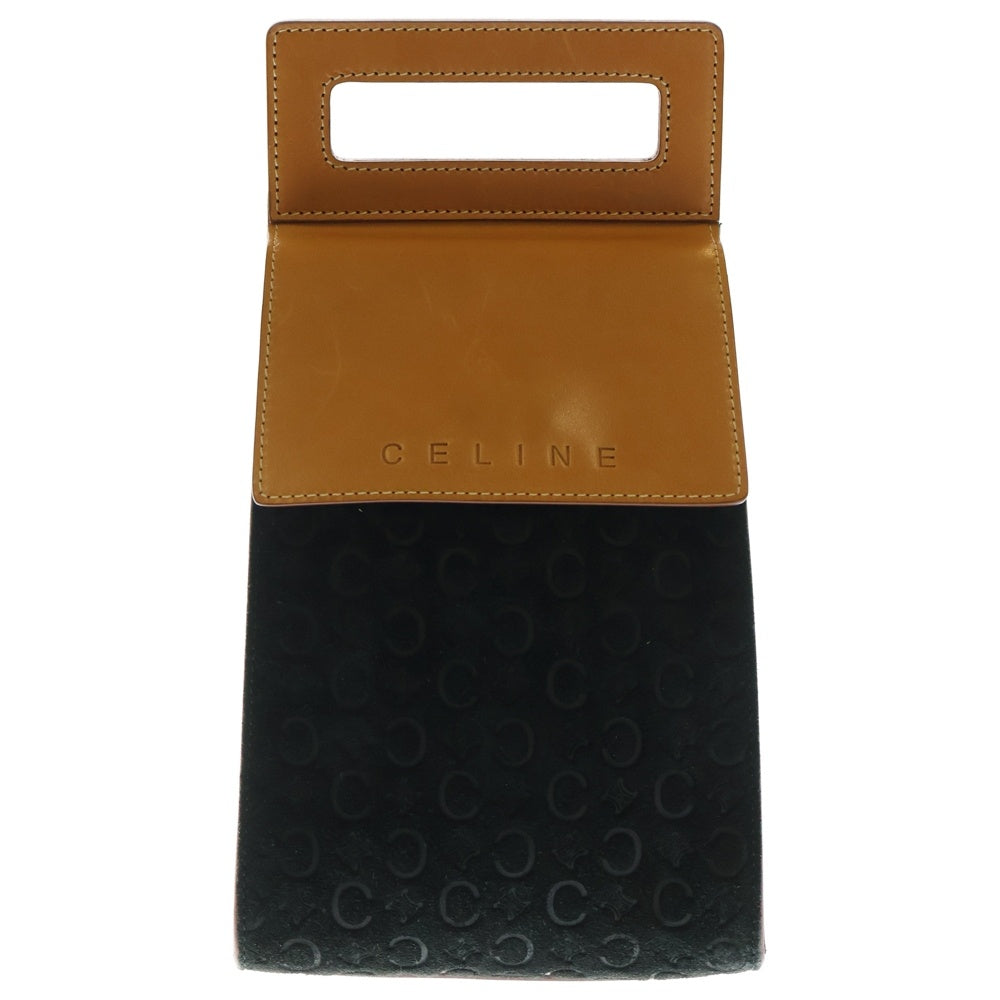 CELINE(セリーヌ) Cマカダム クロスボディバッグ ウエストバッグ ブラック×ブラウン スエード×レザー シルバー金具