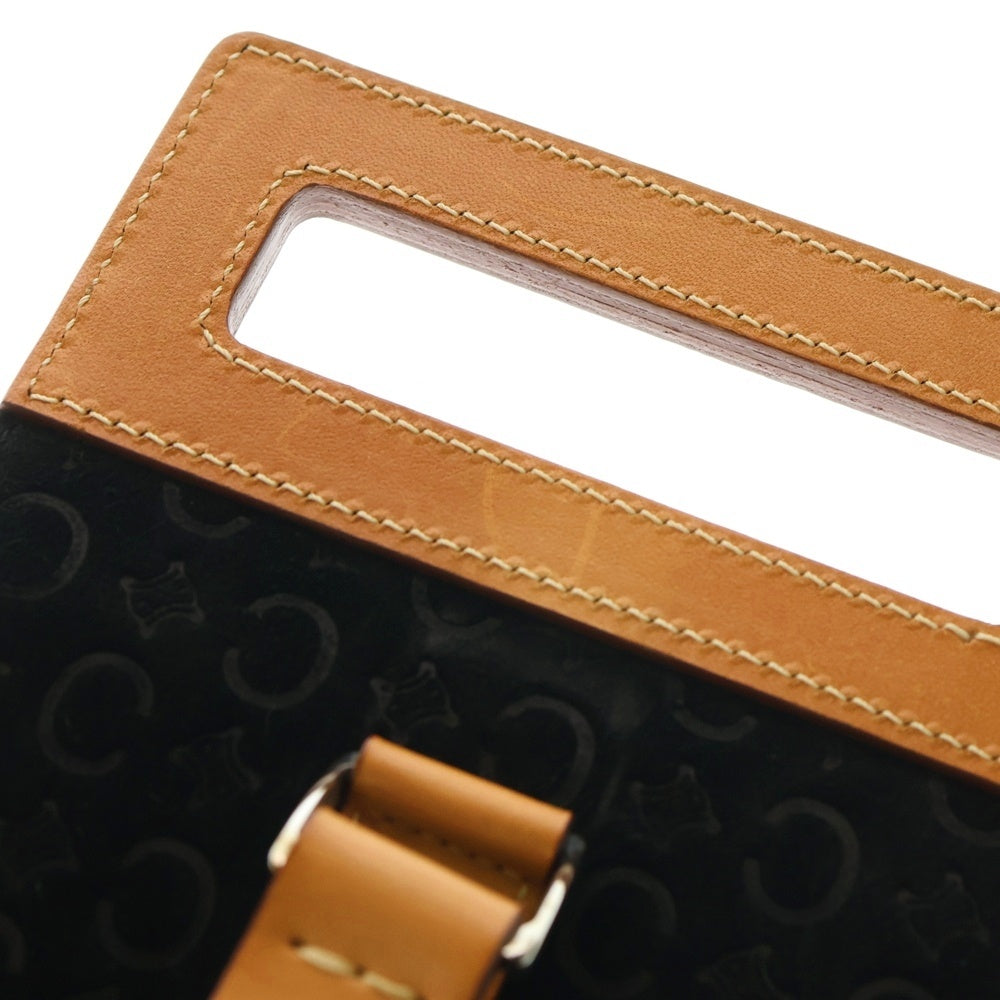 CELINE(セリーヌ) Cマカダム クロスボディバッグ ウエストバッグ ブラック×ブラウン スエード×レザー シルバー金具