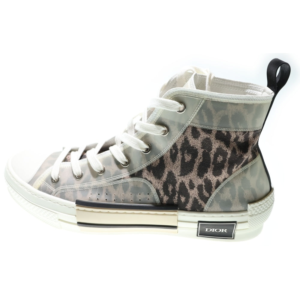 DIOR(ディオール) 19AW レオパード柄 キャンバス ラバー レースアップ ハイカットシューズ スニーカー ホワイト/ベージュ 19HDC