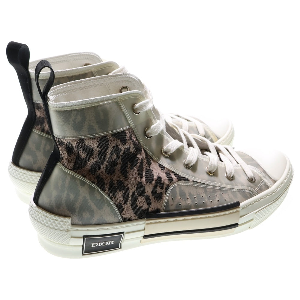 DIOR(ディオール) 19AW レオパード柄 キャンバス ラバー レースアップ ハイカットシューズ スニーカー ホワイト/ベージュ 19HDC