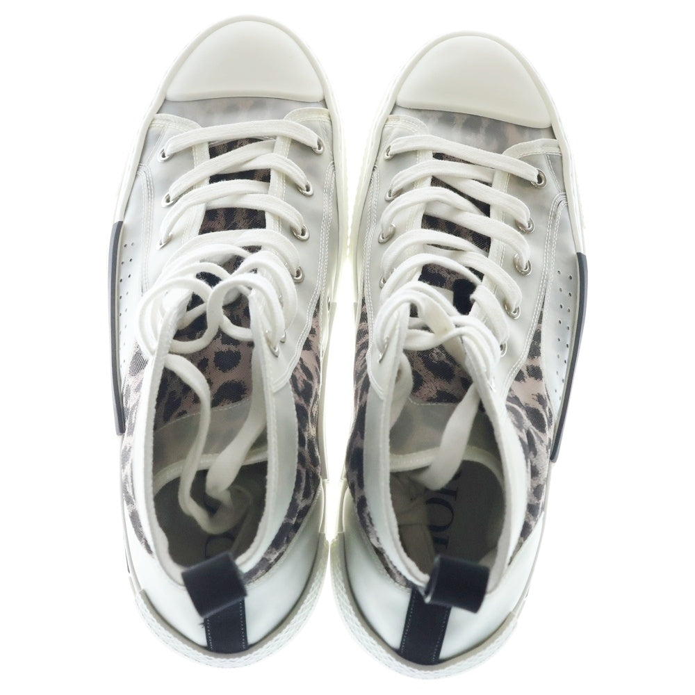 DIOR(ディオール) 19AW レオパード柄 キャンバス ラバー レースアップ ハイカットシューズ スニーカー ホワイト/ベージュ 19HDC