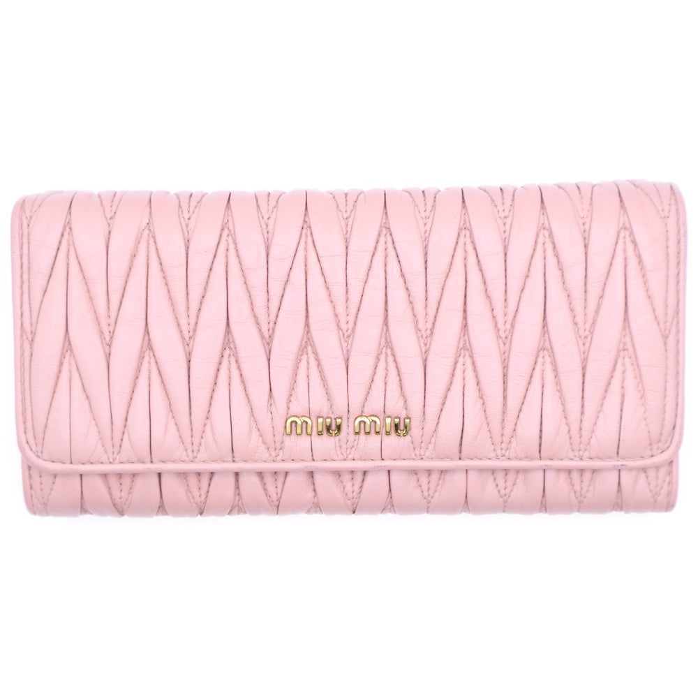 miumiu(ミュウミュウ) マテラッセ 長財布 ロングウォレット カードケース ピンク レザー 5MH109 ゴールド金具