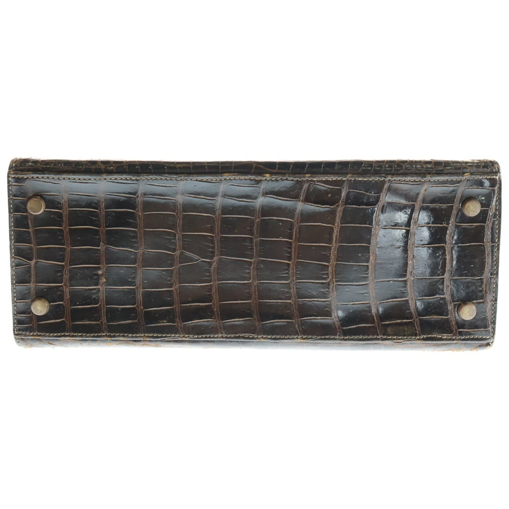 HERMES(エルメス) ケリー28 ハンドバッグ ブラウン系 クロコ ゴールド金具
