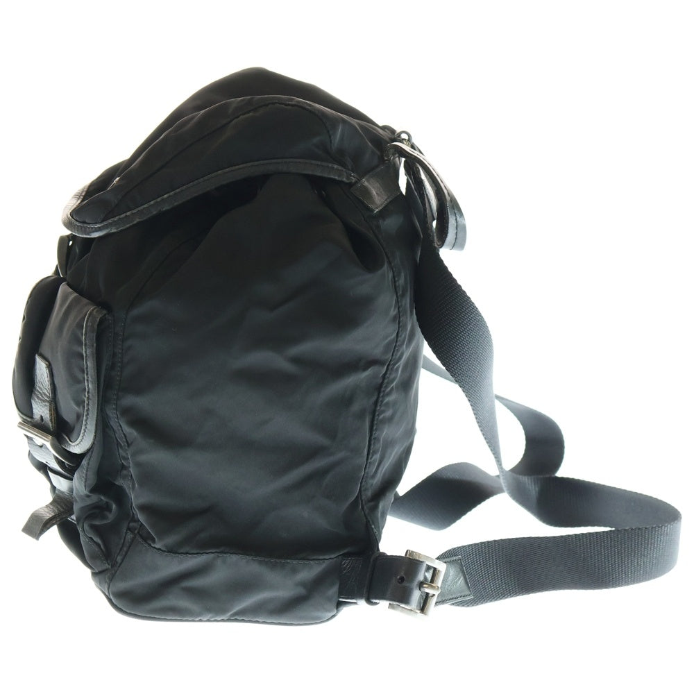 PRADA(プラダ) 三角プレート バックパック リュックサック ショルダーバッグ ブラック テスート BZ0001 シルバー金具