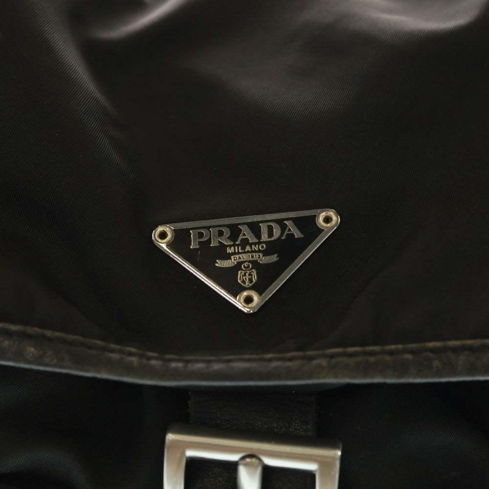 PRADA(プラダ) 三角プレート バックパック リュックサック ショルダーバッグ ブラック テスート BZ0001 シルバー金具