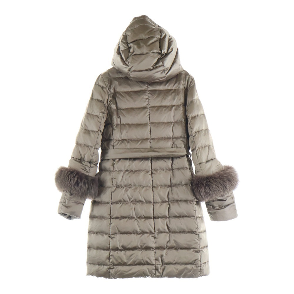 S MAX MARA(エス マックスマーラ) リバーシブル デタッチャブル ファー袖 フーデッド ダウン ロング ジャケット コート カーキ レディース 94860396