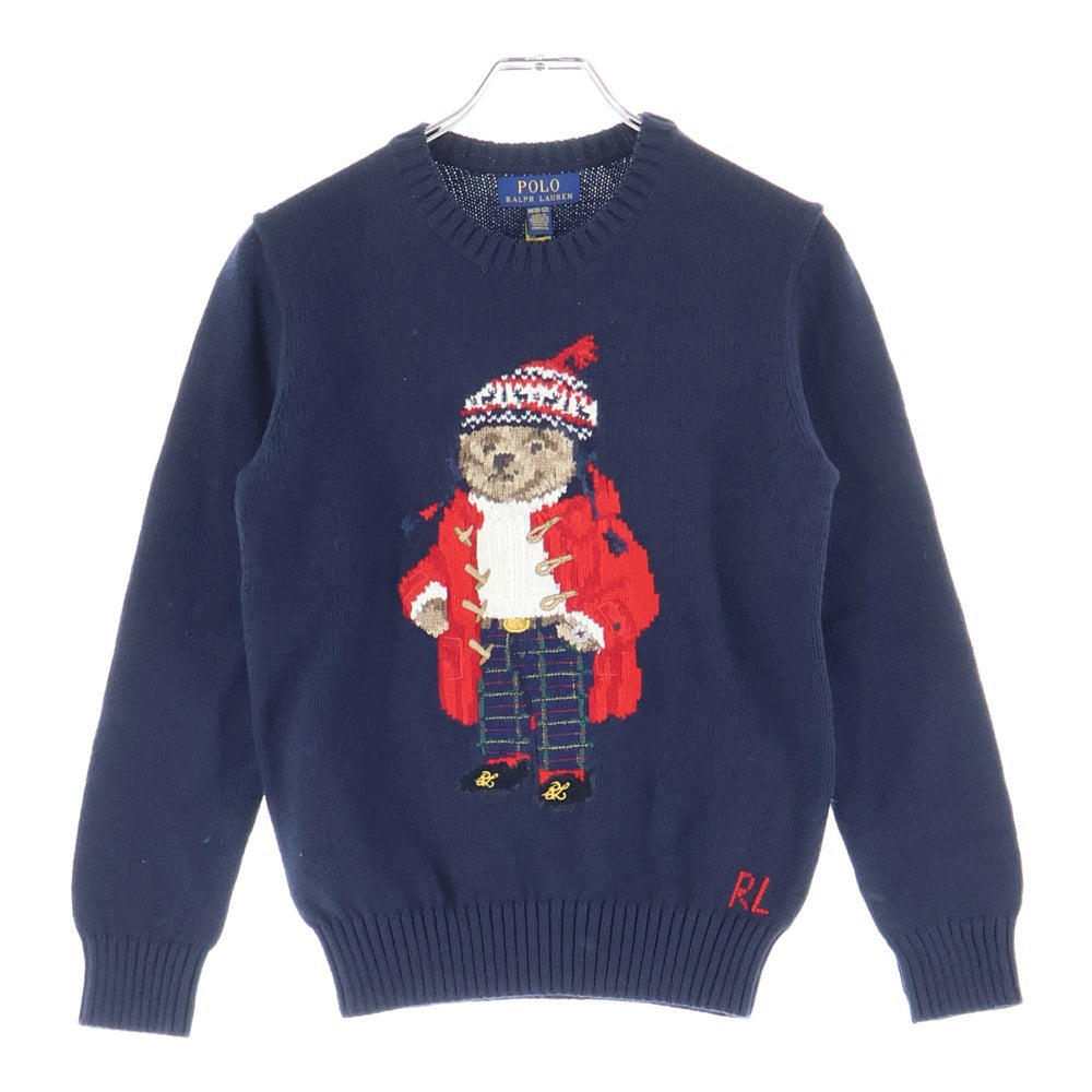 POLO RALPH LAUREN(ポロラルフローレン) ポロベア ジャガード クルーネック プルオーバー 長袖ニット セーター ネイビー