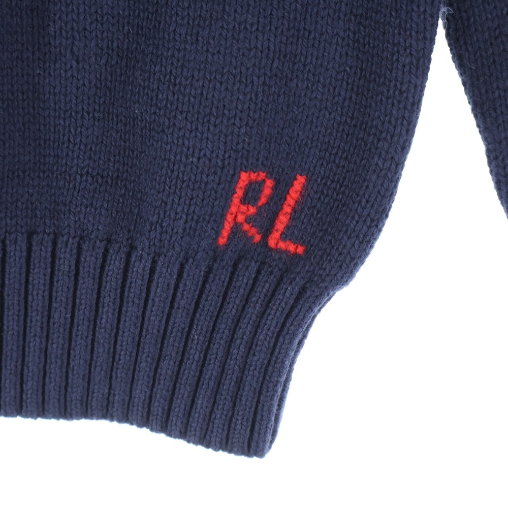 POLO RALPH LAUREN(ポロラルフローレン) ポロベア ジャガード クルーネック プルオーバー 長袖ニット セーター ネイビー