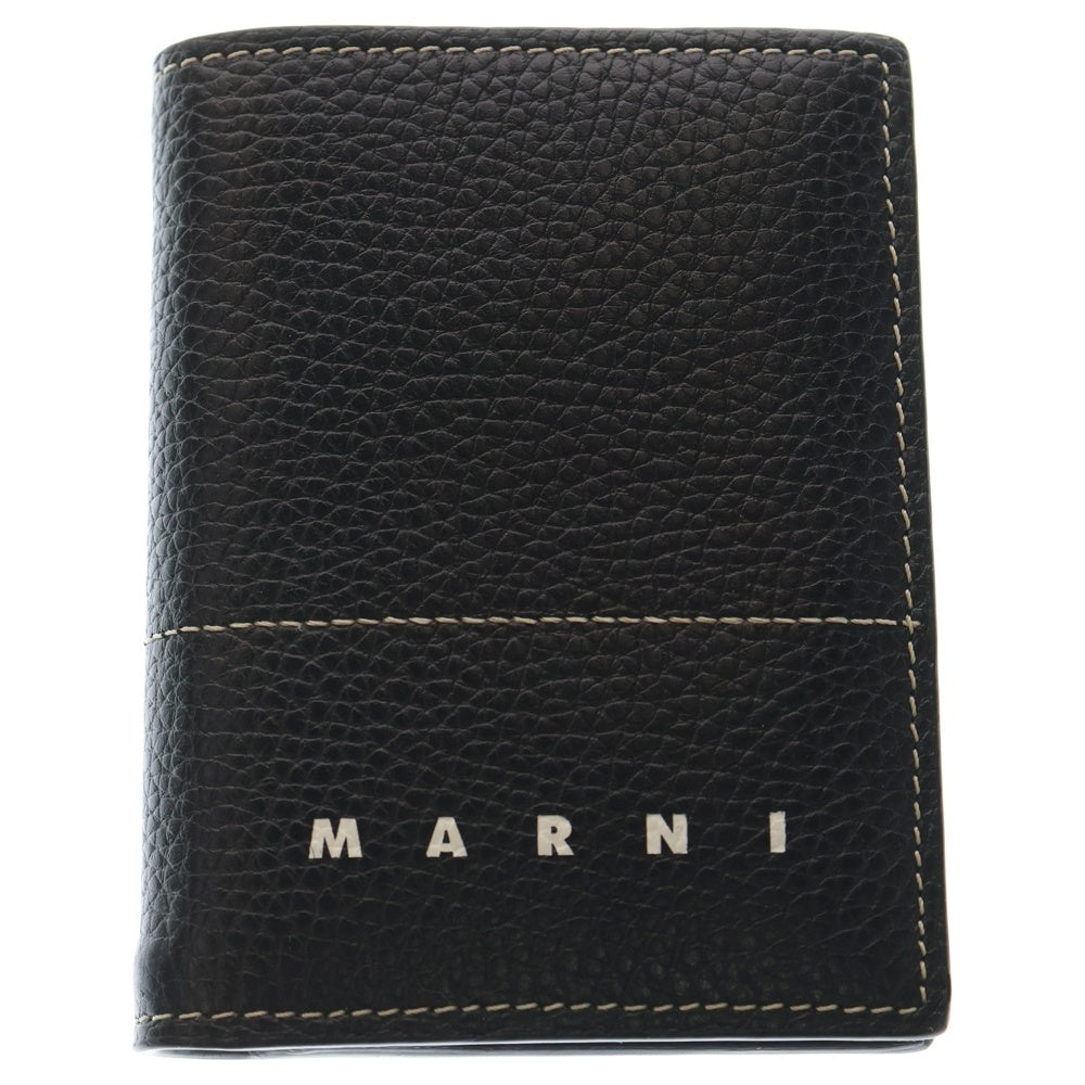 MARNI(マルニ) コンパクトウォレット ブラック レザー 二つ折り財布 ロゴ