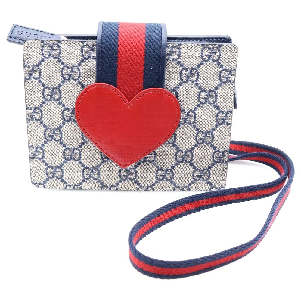 GUCCI(グッチ) チルドレンズ GGスプリーム ショルダーバッグ ミニバッグ レッド×ネイビー PVC×キャンバス 793830 ゴールド金具