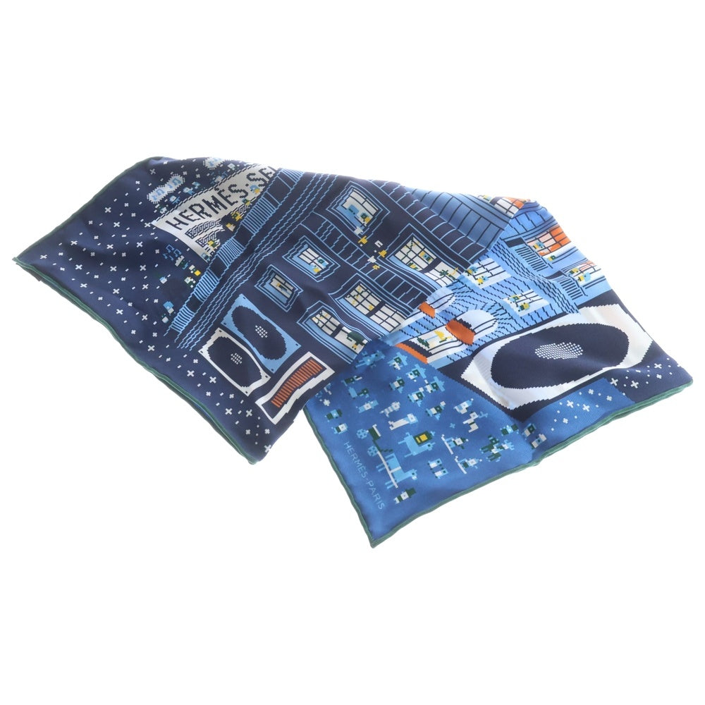 HERMES(エルメス) カレ45 FAUBOURG PARTY フォーブルパーティ ブルー系 シルク レディース