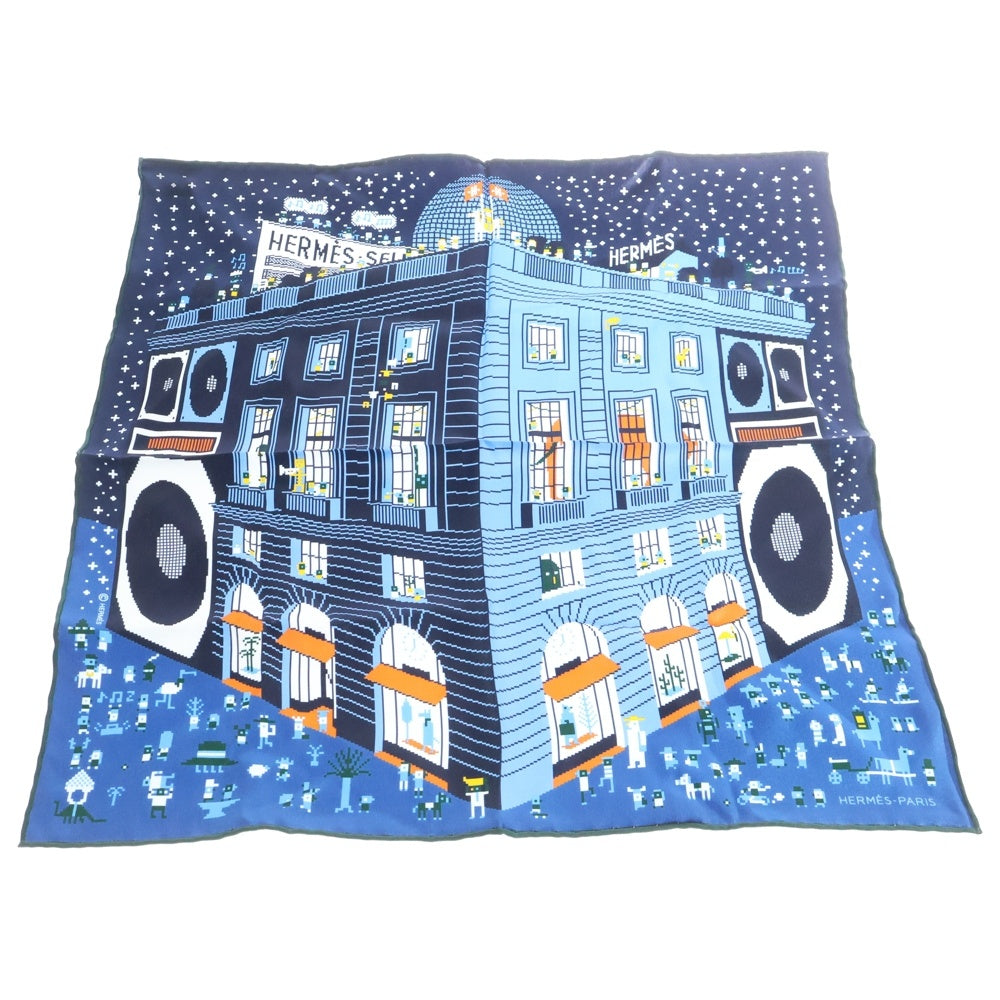 HERMES(エルメス) カレ45 FAUBOURG PARTY フォーブルパーティ ブルー系 シルク レディース