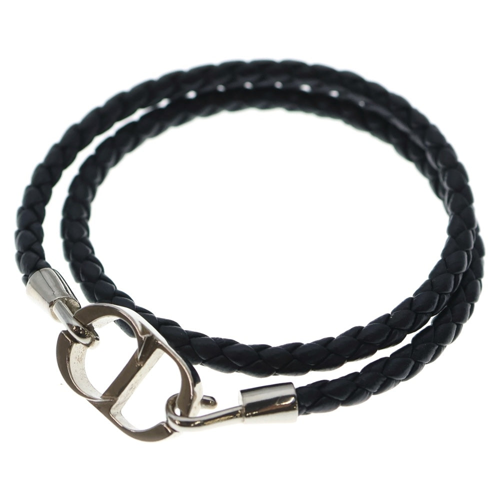 DIOR(ディオール) 2連 CDロゴ レザー ブレスレット ブラック シルバー金具