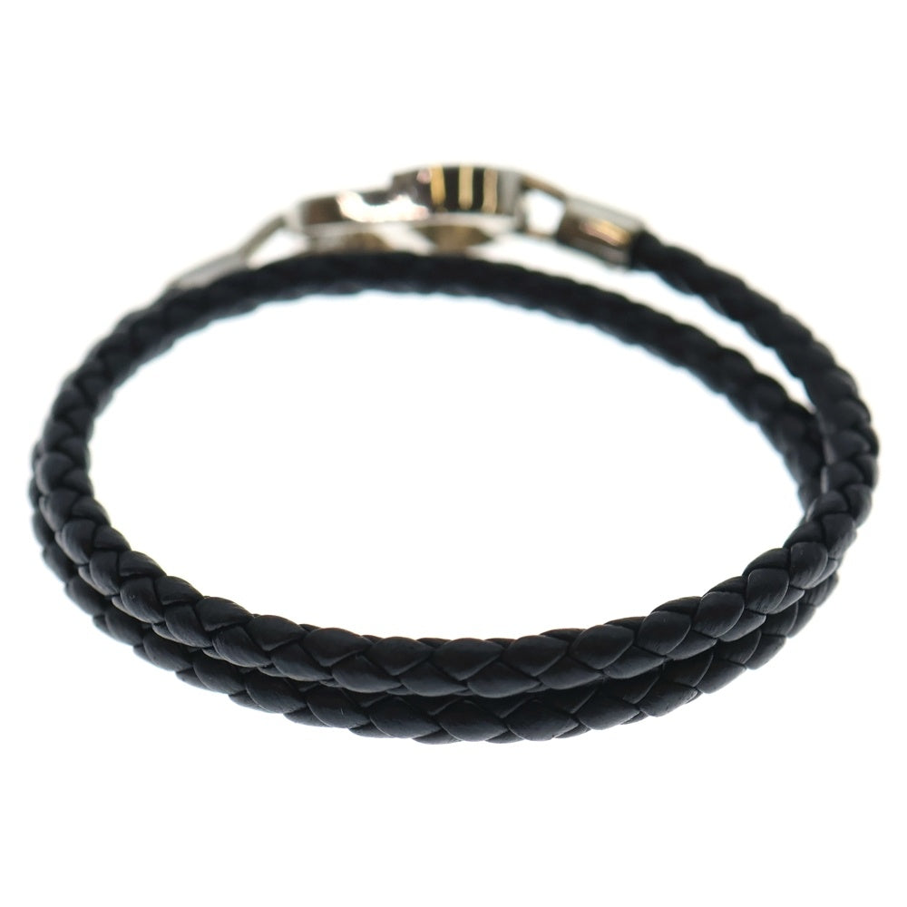 DIOR(ディオール) 2連 CDロゴ レザー ブレスレット ブラック シルバー金具