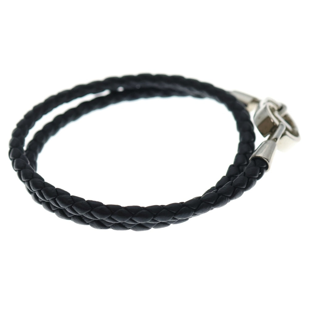 DIOR(ディオール) 2連 CDロゴ レザー ブレスレット ブラック シルバー金具