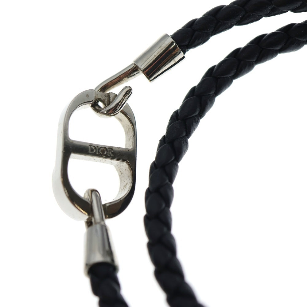 DIOR(ディオール) 2連 CDロゴ レザー ブレスレット ブラック シルバー金具