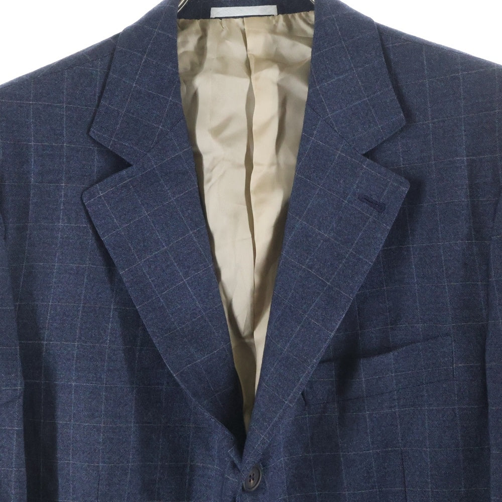 BRUNELLO CUCINELLI(ブルネロクチネリ) チェック総柄 ウール 3B テーラードジャケット ネイビー