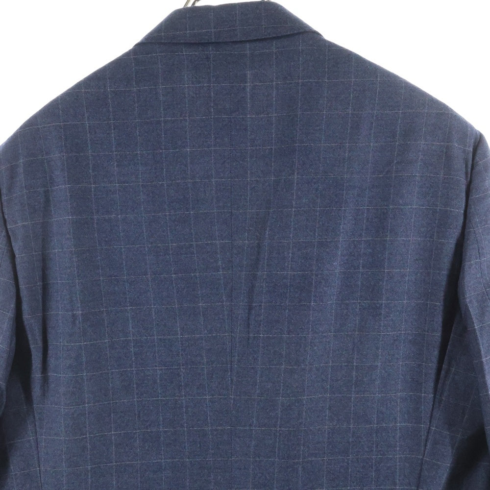 BRUNELLO CUCINELLI(ブルネロクチネリ) チェック総柄 ウール 3B テーラードジャケット ネイビー