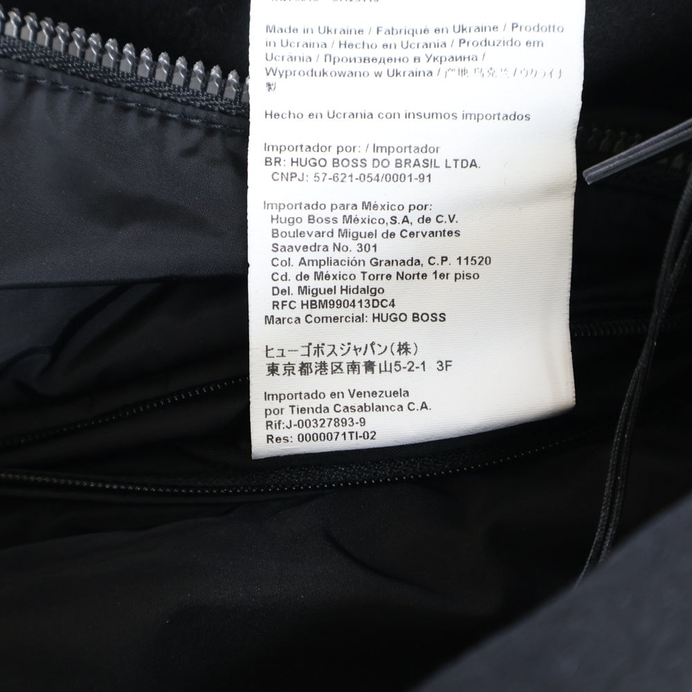 BOSS(ボス) ウール スタンドカラー ジップアップ 中綿 コート ブラック