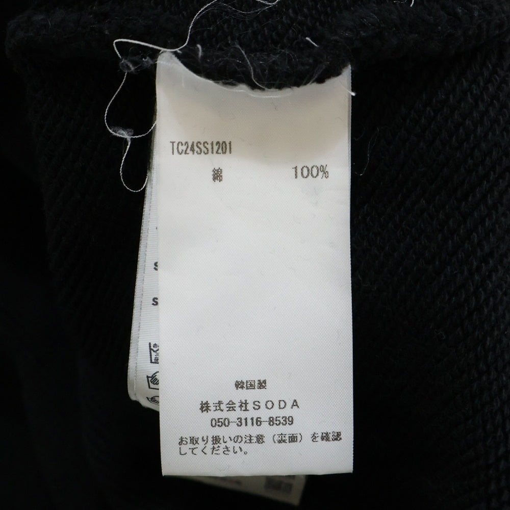 THUG CLUB(サグクラブ) 24SS PEACE STUD HOODIE プリント フードスタッズ プルオーバーパーカー ブラック TC24SS1201