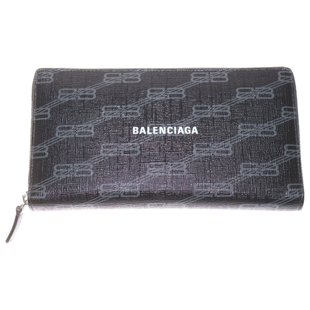 BALENCIAGA(バレンシアガ) コンチネンタルBB ラウンドジップ長財布 ロングウォレット カードケース ブラック PVC 594317 シルバー金具