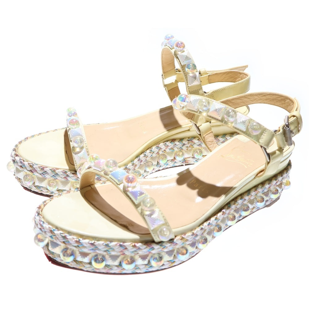 CHRISTIAN LOUBOUTIN(クリスチャンルブタン) スタッズ サンダル イエロー エナメル×レザー #37